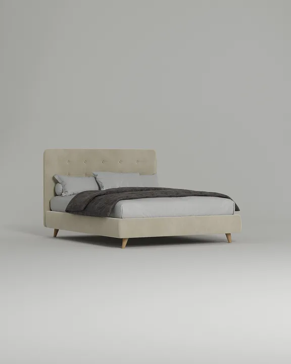 Кровать Корсика под матрас 160x200 с мягким изголовьем без ящика для белья. Материал: велюр - Velutto 18