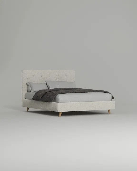 Кровать Корсика под матрас 200x200 с мягким изголовьем без ящика для белья. Материал: рогожка - Romeo 01