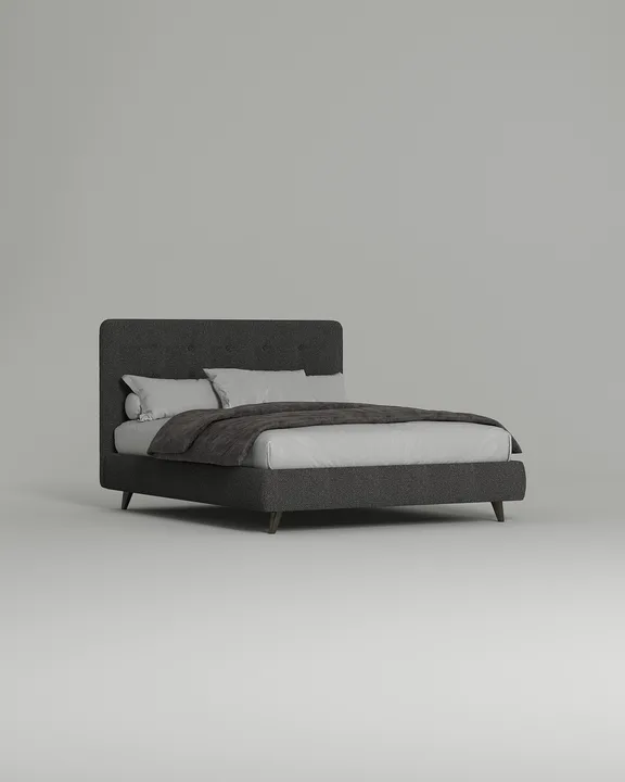 Кровать Корсика под матрас 200x200 с мягким изголовьем без ящика для белья. Материал: букле - Buckle dark grey A