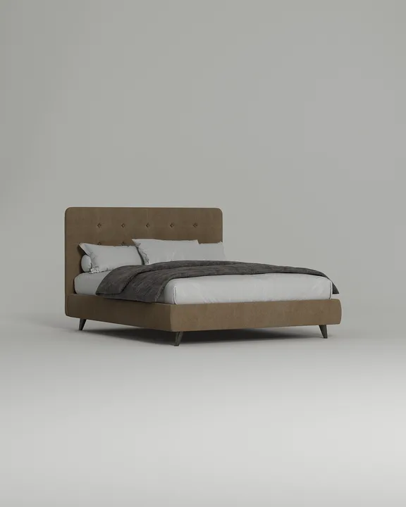 Кровать Корсика под матрас 200x200 с мягким изголовьем без ящика для белья. Материал: искусственная замша - Oxford 920