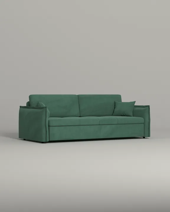 Стильный прямой диван Штейген. Материал: Велюр. Цвет: Зеленый Стильный прямой диван Штейген. Материал: Велюр. Цвет: Зеленый