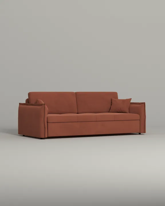 Стильный прямой диван Штейген. Материал: Велюр. Цвет: Терракотовый