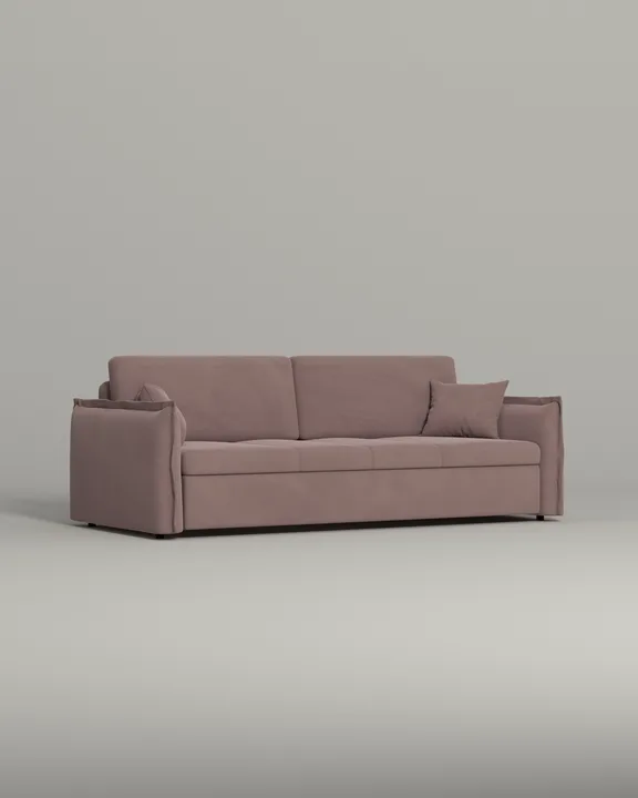 Стильный прямой диван Штейген. Материал: Велюр. Цвет: Розовый