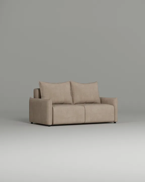 Стильный прямой диван Эскил. Материал: Искусственная замша. Цвет: Бежевый