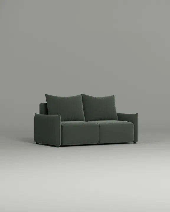 Стильный прямой диван Эскил. Материал: Велюр. Цвет: Зеленый