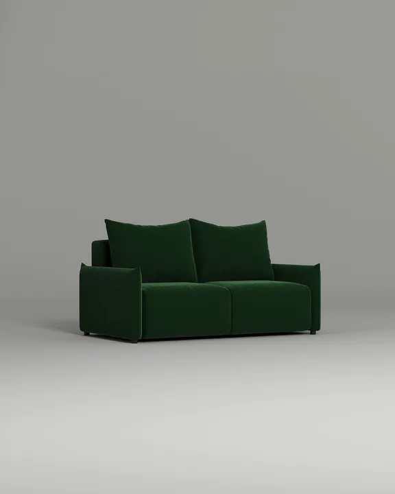 Стильный прямой диван Эскил. Материал: Велюр. Цвет: Зеленый