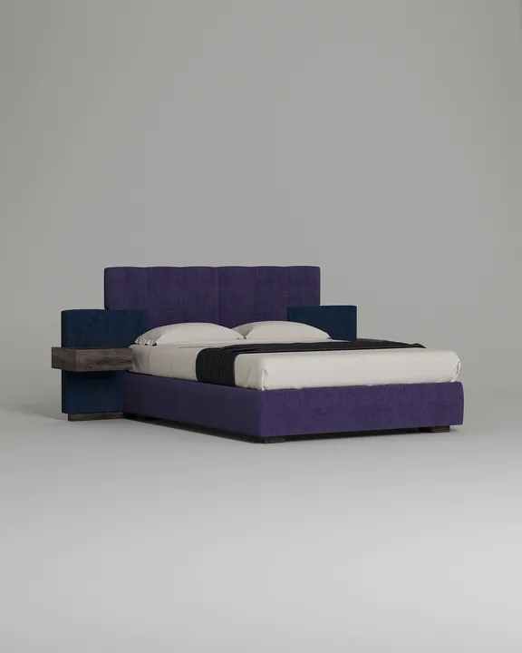 Кровать Хэнсен под матрас 180x200 с мягким изголовьем и ящиком для хранения белья. Материал: микровельвет - Velvet lux 93