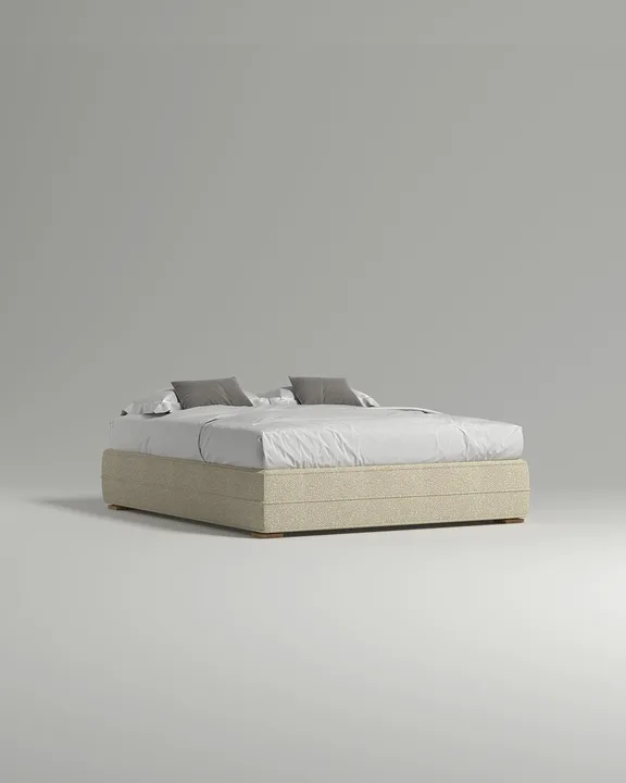 Кровать Холен под матрас 200x200 без изголовья с ящиком для хранения белья. Материал: букле - Buckle white A