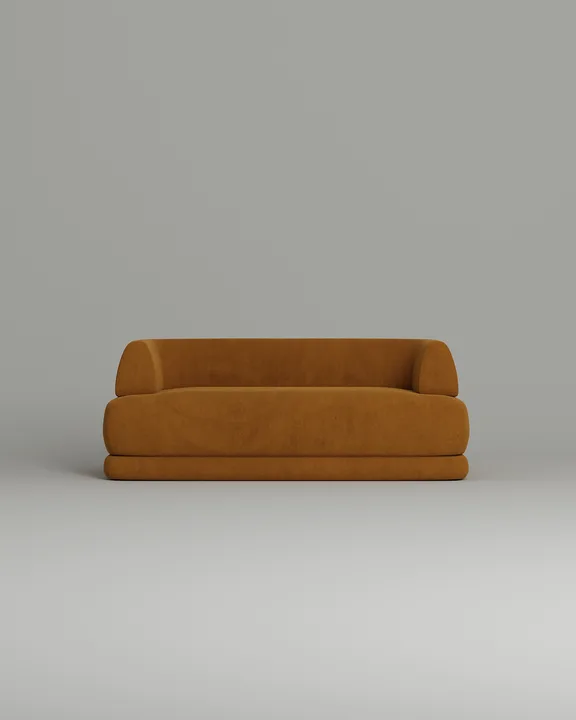 Стильный прямой диван Солберг. Материал: Велюр. Цвет: Горчичный