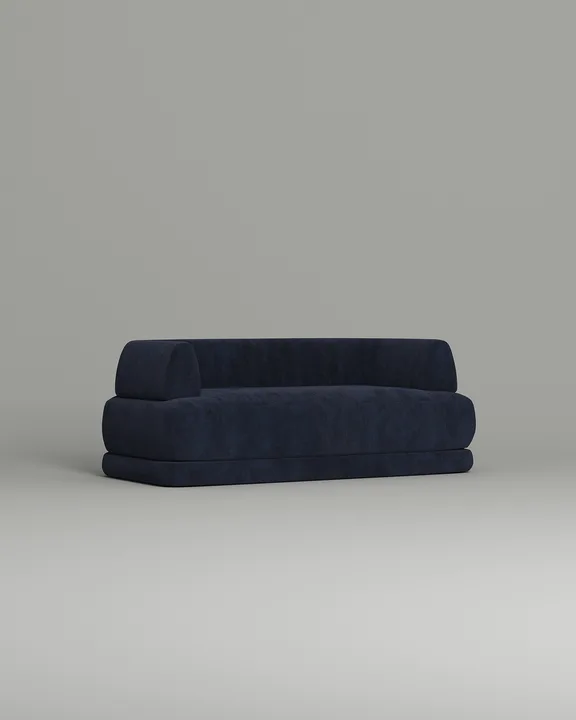 Стильный прямой диван Солберг. Материал: Искусственная замша. Цвет: Синий