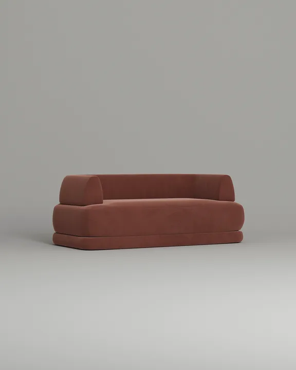 Стильный прямой диван Солберг. Материал: Велюр. Цвет: Терракотовый