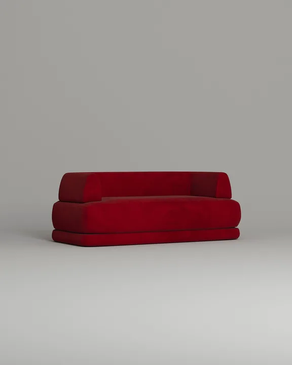 Стильный прямой диван Солберг. Материал: Велюр. Цвет: Красный