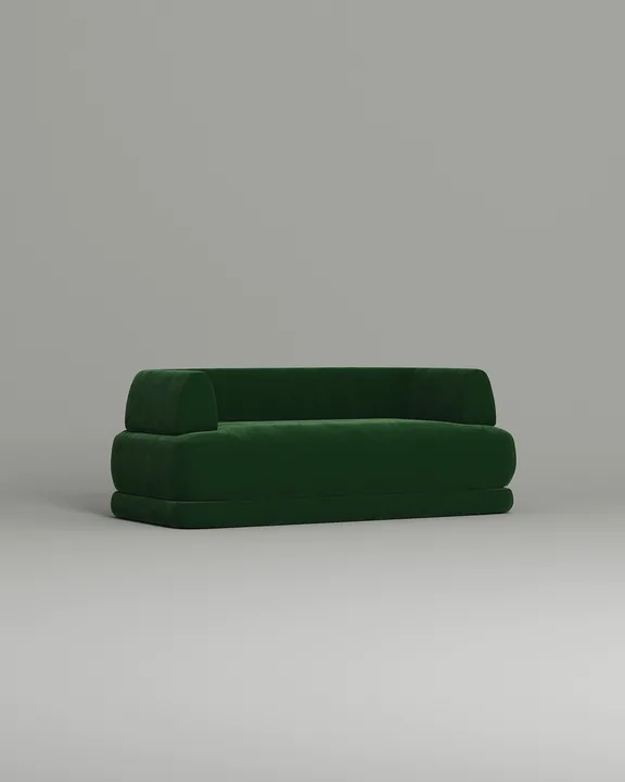 Стильный прямой диван Солберг. Материал: Велюр. Цвет: Зеленый