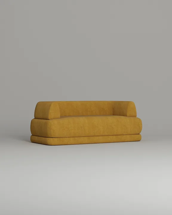 Стильный прямой диван Солберг. Материал: Искусственная замша. Цвет: Горчичный
