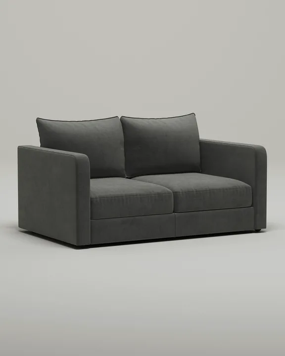 Стильный прямой диван Грона. Материал: Нубук. Цвет: Серый