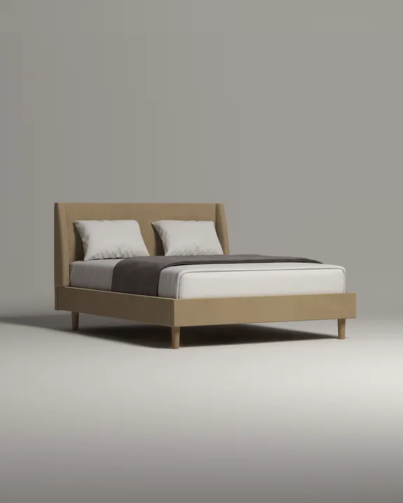 Кровать Винни под матрас 160x200 с мягким изголовьем без ящика для белья. Материал: велюр - Novus 152