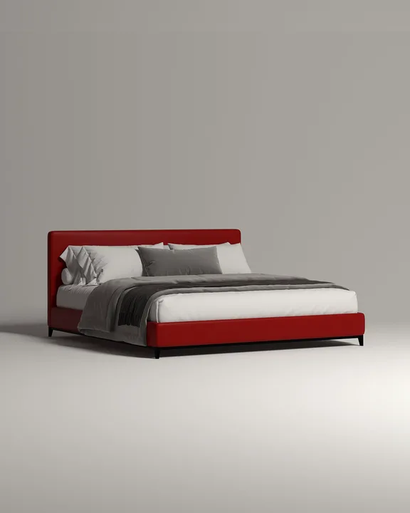 Кровать Лиронда под матрас 160x200 с мягким изголовьем и ящиком для хранения белья. Материал: искусственная кожа - Oregon 09