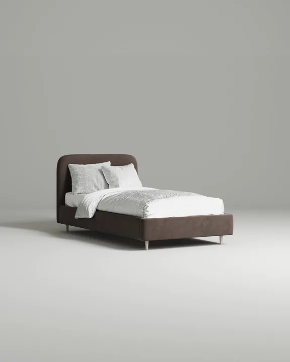 Кровать Модо под матрас 120x200 с мягким изголовьем без ящика для белья. Материал: велюр - Velutto 19