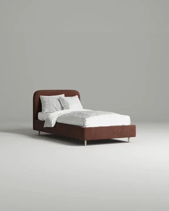 Кровать Модо под матрас 90x200 с мягким изголовьем без ящика для белья. Материал: велюр - Novus 238