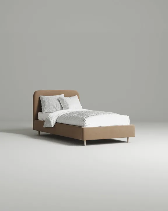 Кровать Модо под матрас 90x200 с мягким изголовьем без ящика для белья. Материал: велюр - Novus 230