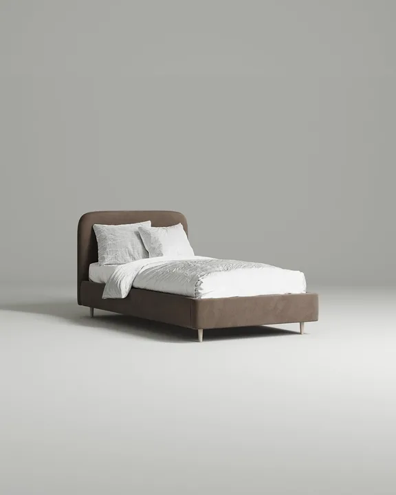 Кровать Модо под матрас 90x200 с мягким изголовьем без ящика для белья. Материал: велюр - Novus 236