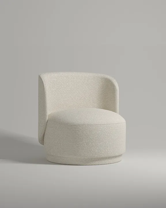 Кресло Кота без ножек с подлокотниками (белое букле) Кресло Кота без ножек с подлокотниками (белое букле - Buckle white A) от Kalibroom