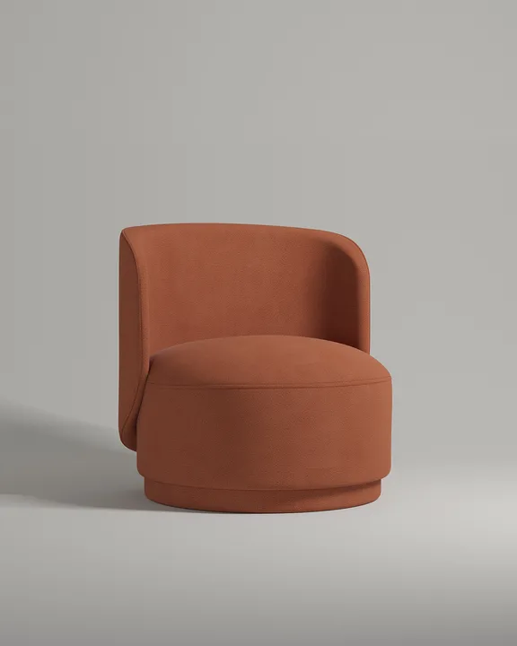 Кресло Кота без ножек с подлокотниками (оранжевая искусственная замша - Oxford 490) от Kalibroom