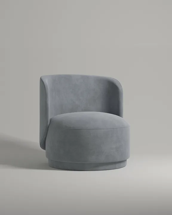 Кресло Кота без ножек с подлокотниками (серый велюр - Velutto 12) от Kalibroom