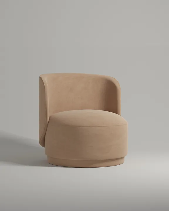 Кресло Кота без ножек с подлокотниками (коричневый велюр - Premier 04) от Kalibroom