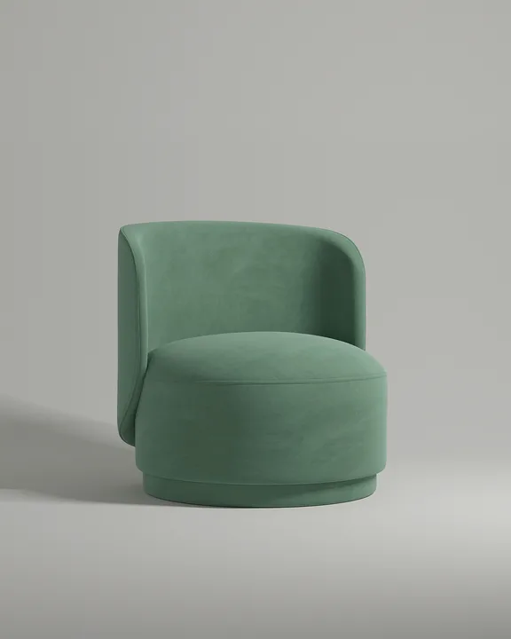 Кресло Кота без ножек с подлокотниками (зеленый велюр - Velutto 71) от Kalibroom