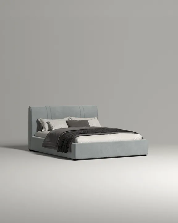 Кровать Оллди под матрас 180x200 с мягким изголовьем и ящиком для хранения белья. Материал: велюр - Velutto 49