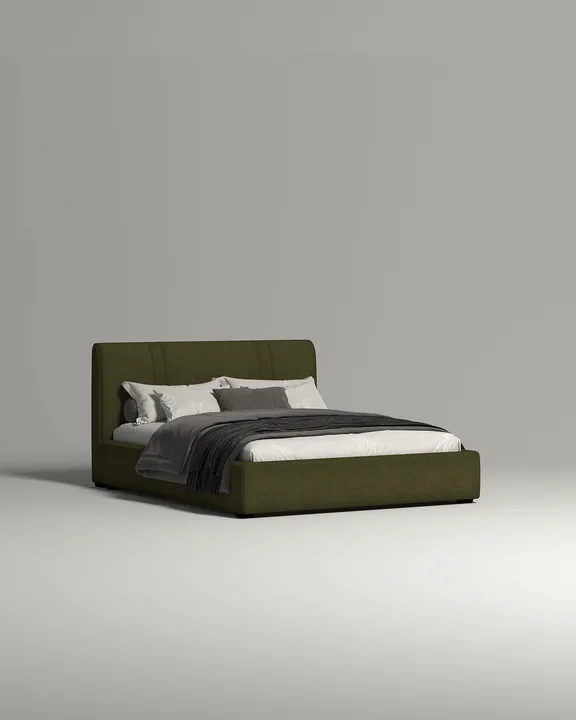 Кровать Оллди под матрас 200x200 с мягким изголовьем и ящиком для хранения белья. Материал: Lanvin 618 (букле) Кровать Оллди под матрас 200x200 с мягким изголовьем и ящиком для хранения белья. Материал: букле - Lanvin 618