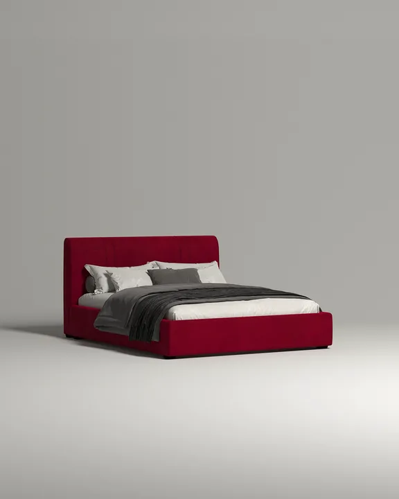 Кровать Оллди под матрас 180x200 с мягким изголовьем и ящиком для хранения белья. Материал: велюр - Velutto 38