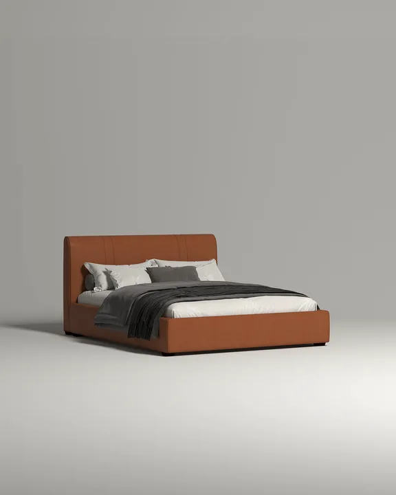 Кровать Оллди под матрас 200x200 с мягким изголовьем и ящиком для хранения белья. Материал: Oregon 06 (искусственная кожа) Кровать Оллди под матрас 200x200 с мягким изголовьем и ящиком для хранения белья. Материал: искусственная кожа - Oregon 06