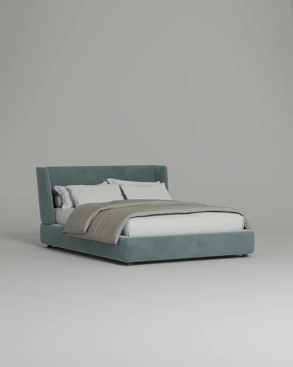 Кровать Лона под матрас 200x200 с мягким изголовьем и ящиком для хранения белья. Материал: Velutto 53 (велюр) Кровать Лона под матрас 200x200 с мягким изголовьем и ящиком для хранения белья. Материал: велюр - Velutto 53