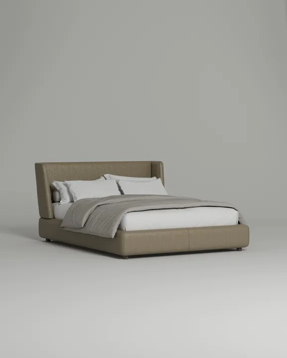 Кровать Лона под матрас 160x200 с мягким изголовьем и ящиком для хранения белья. Материал: искусственная кожа - Oregon 02