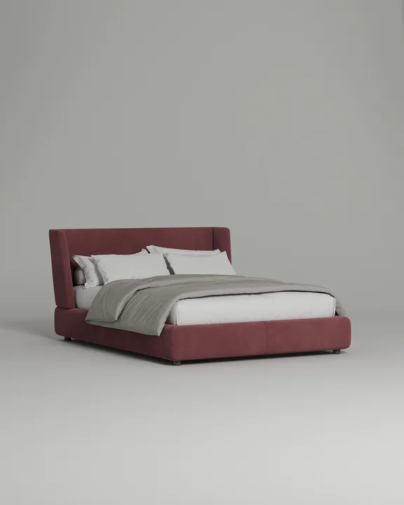 Кровать Лона под матрас 200x200 с мягким изголовьем и ящиком для хранения белья. Материал: велюр - Avatar 286