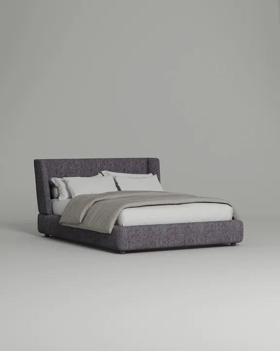 Кровать Лона под матрас 160x200 с мягким изголовьем и ящиком для хранения белья. Материал: рогожка - Mys 886