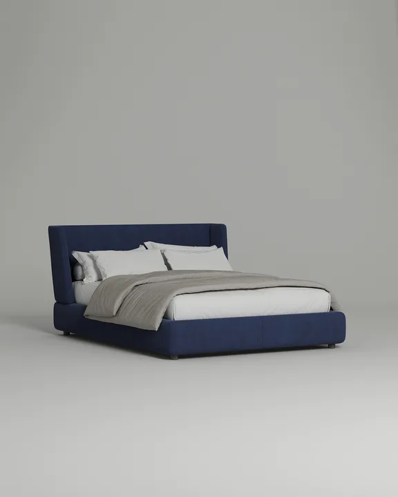 Кровать Лона под матрас 160x200 с мягким изголовьем и ящиком для хранения белья. Материал: искусственная замша - Oxford 798