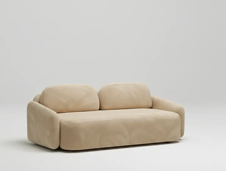 Стильный прямой диван Маларэн. Материал: Велюр. Цвет: Бежевый