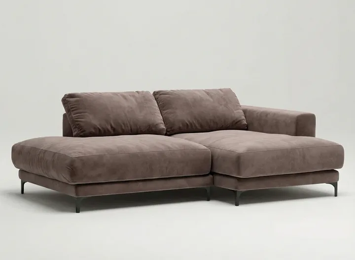 Стильный угловой диван Индастриал Мини. Материал: Велюр. Цвет: Коричневый