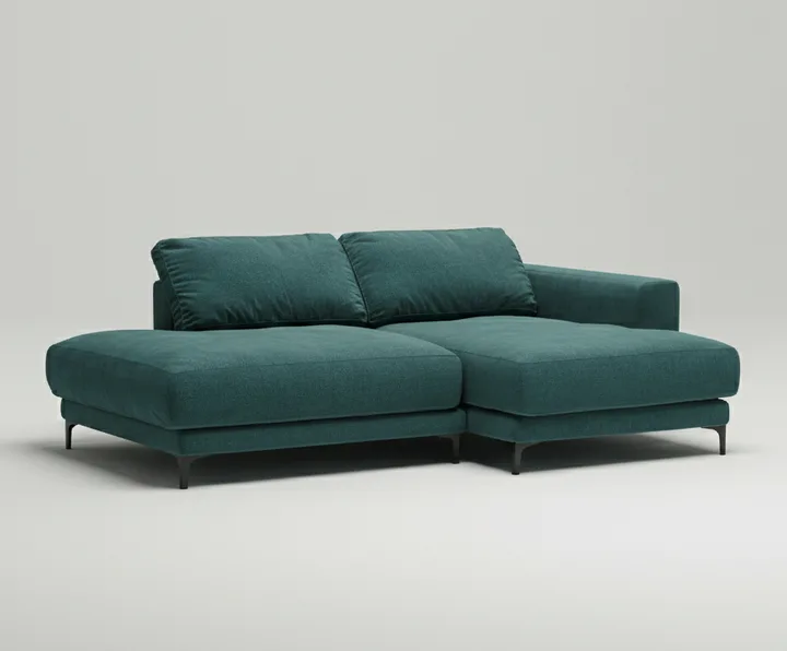 Стильный угловой диван Индастриал Мини. Материал: Велюр. Цвет: Изумрудный