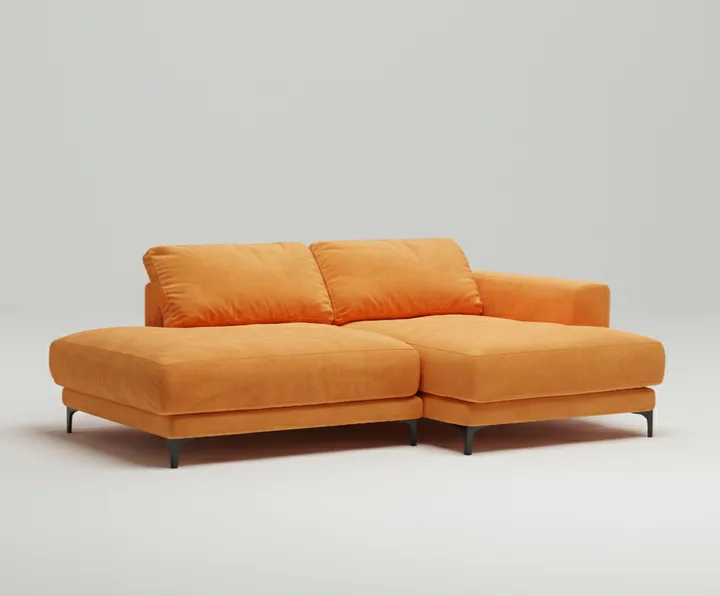 Стильный угловой диван Индастриал Мини. Материал: Велюр. Цвет: Горчичный