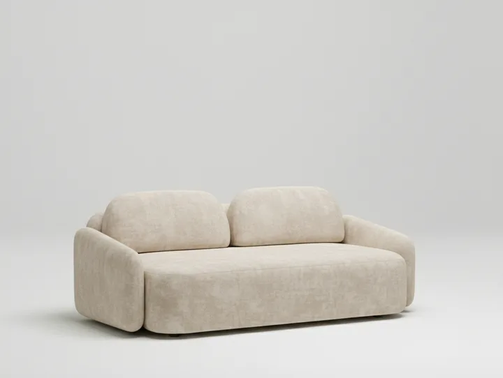 Стильный прямой диван Маларэн. Материал: Велюр. Цвет: Бежевый