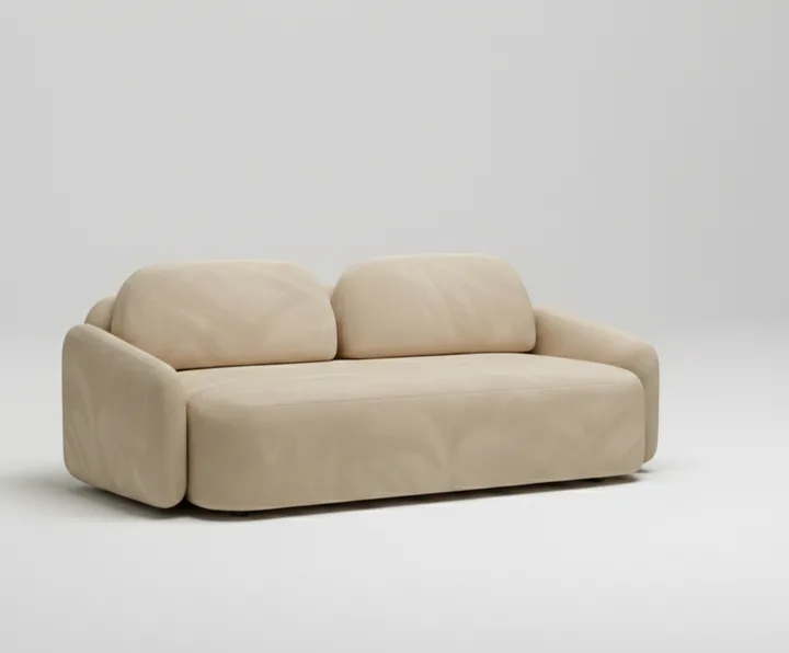 Стильный прямой диван Маларэн. Материал: Велюр. Цвет: Бежевый