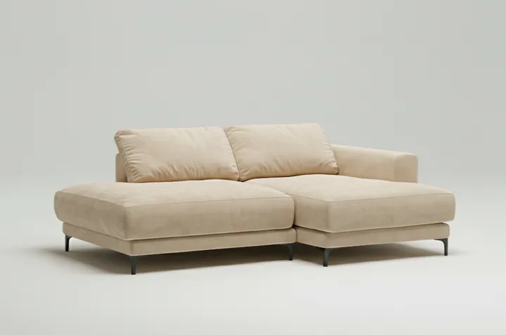 Стильный угловой диван Индастриал Мини. Материал: Велюр. Цвет: Бежевый