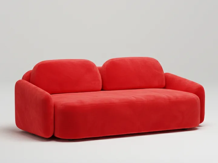 Стильный прямой диван Маларэн. Материал: Велюр. Цвет: Красный