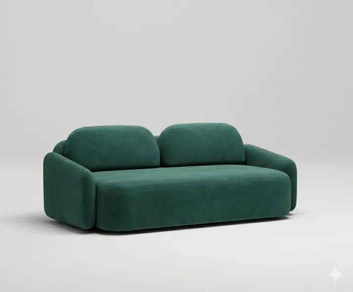 Стильный прямой диван Маларэн. Материал: Велюр. Цвет: Зеленый