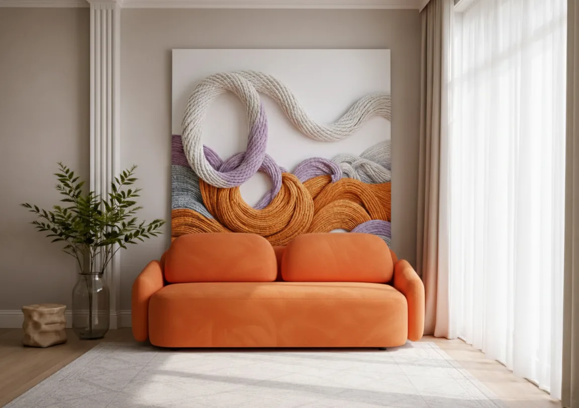 Прямой диван Маларэн оранжевый со спальным местом 140x200