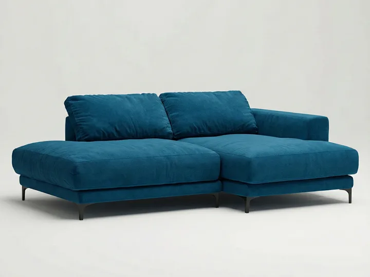 Стильный угловой диван Индастриал Мини. Материал: Велюр. Цвет: Синий Стильный угловой диван Индастриал Мини. Материал: Велюр. Цвет: Синий